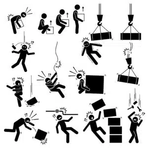 Different types of manual handling injuries in the workplace. 